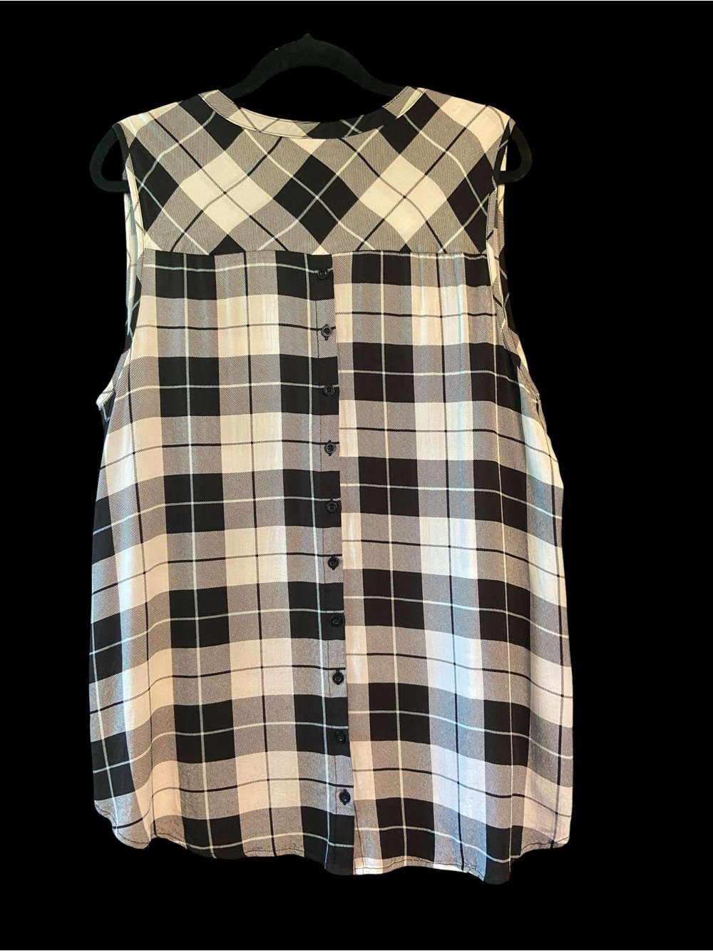 Torrid Black and White Plaid Sleeveless Flowy Tunic Blouse | Size 2X (18/20) - Picture 5 of 13